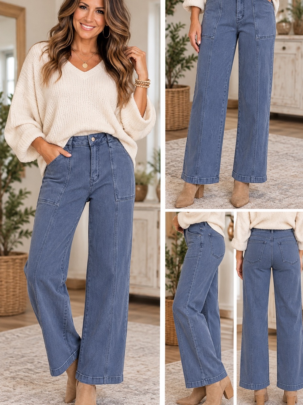 Zenana Outfitters Wide-Leg High-Rise utility Jeans in blackberry - Picture 1 of 2